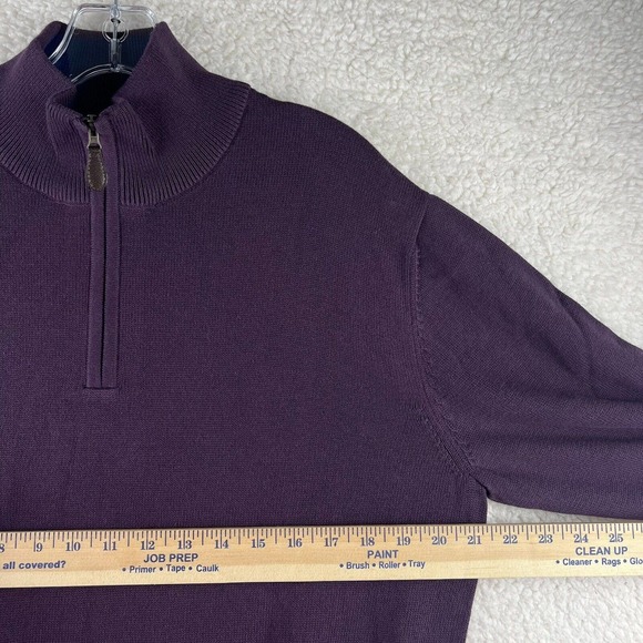 Maus & Hoffman M Purple Pima Cotton Sweater Long Sleeve Pullover Quarter Zip - Picture 3 of 6